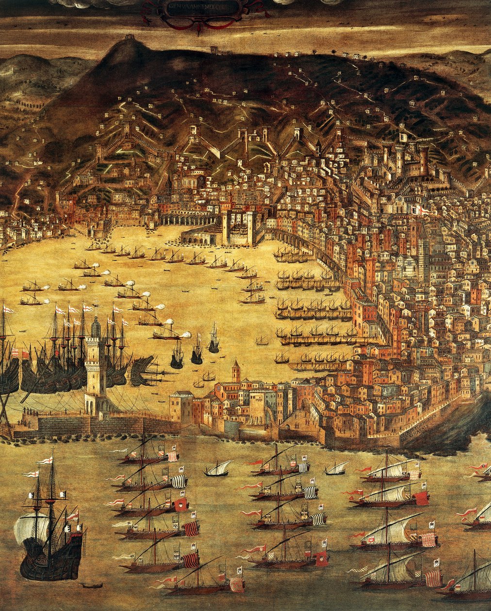 Pohled na Janov a jeho přístav, obraz Cristoforo Grassi (1565-1598), Itálie od Cristoforo de Grassi