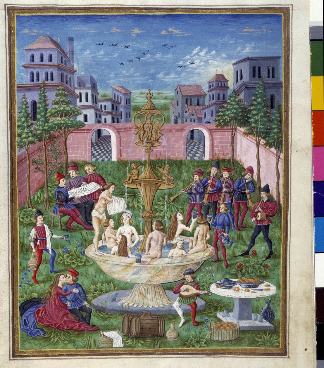 Vliv Merkura: Zahrada lásky a fontána mládí. Miniatura od Cristofora de Predis (v. 1440-v. 1486) - v „“ De Sphaera“““ d