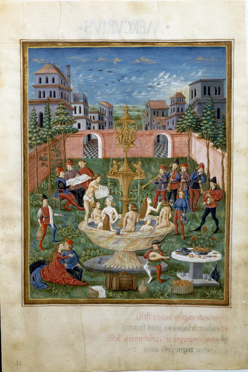 Vliv Venuše: zahrada lásky a fontána mládí (miniatura, cca 1470) od Cristoforo De Predis