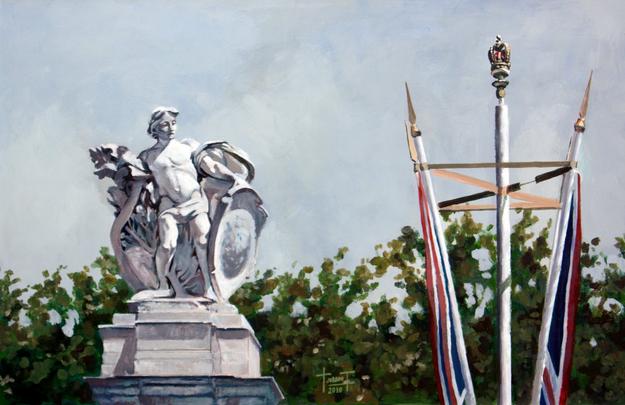 Při pohledu..., poblíž Buckinghamského paláce, 2010 (akryl na papíře) od Cruz Jurado Traverso