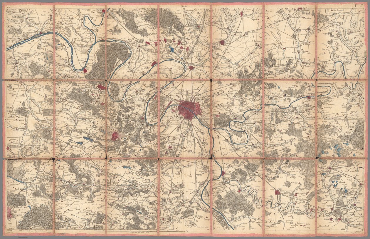 Geometrická mapa Francie, Cassini, Paříž (0134002) od Cesar Francois Cassini de Thury