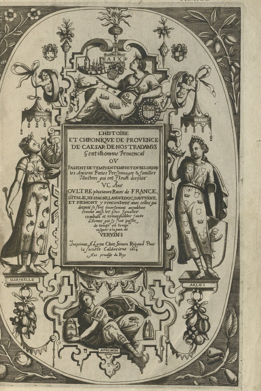 Titulní list Historie a kroniky Provence, 1614 od César de Nostredame