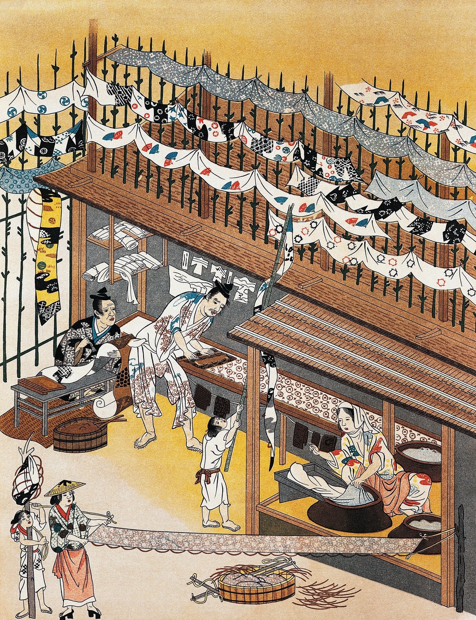 Řemeslníci při práci, malování sítotiskem, období Edo (1600-1868) od Culture Edo