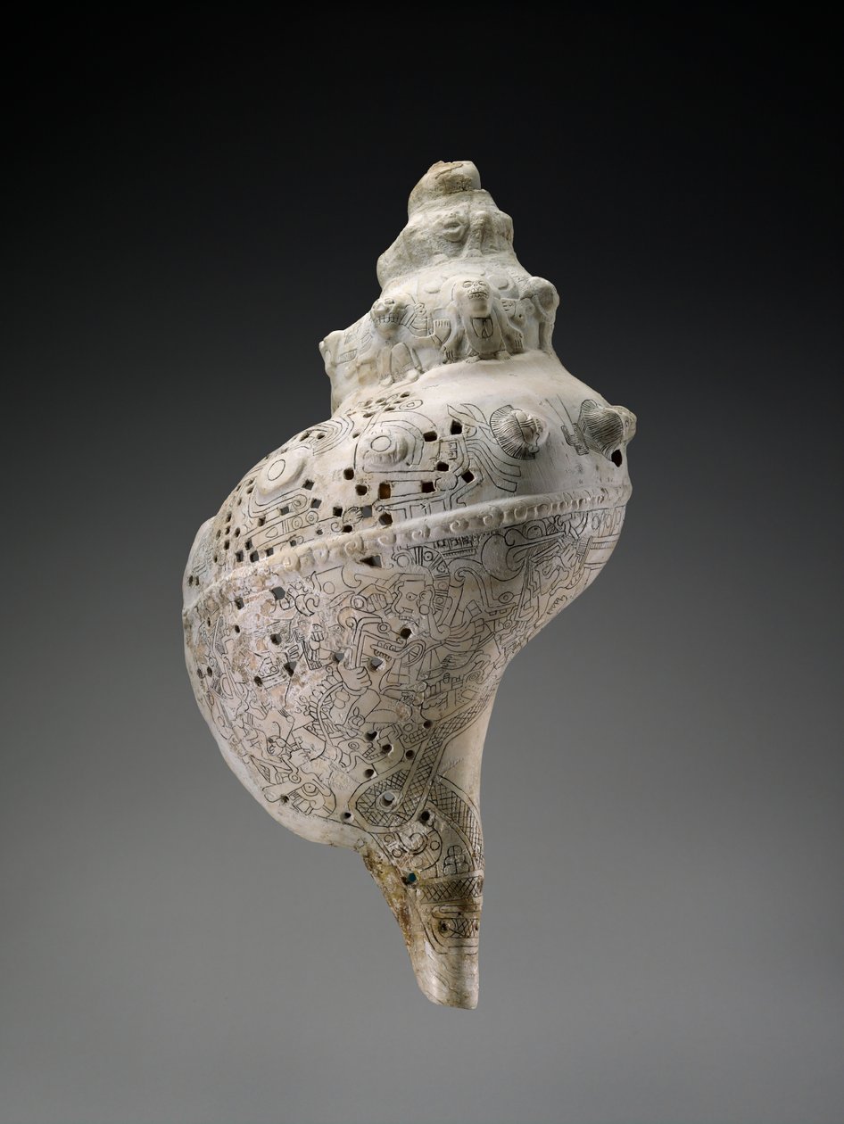 Nebeská lastura s lebkami, AD 900-1521 (mušle) od Culture Huastec