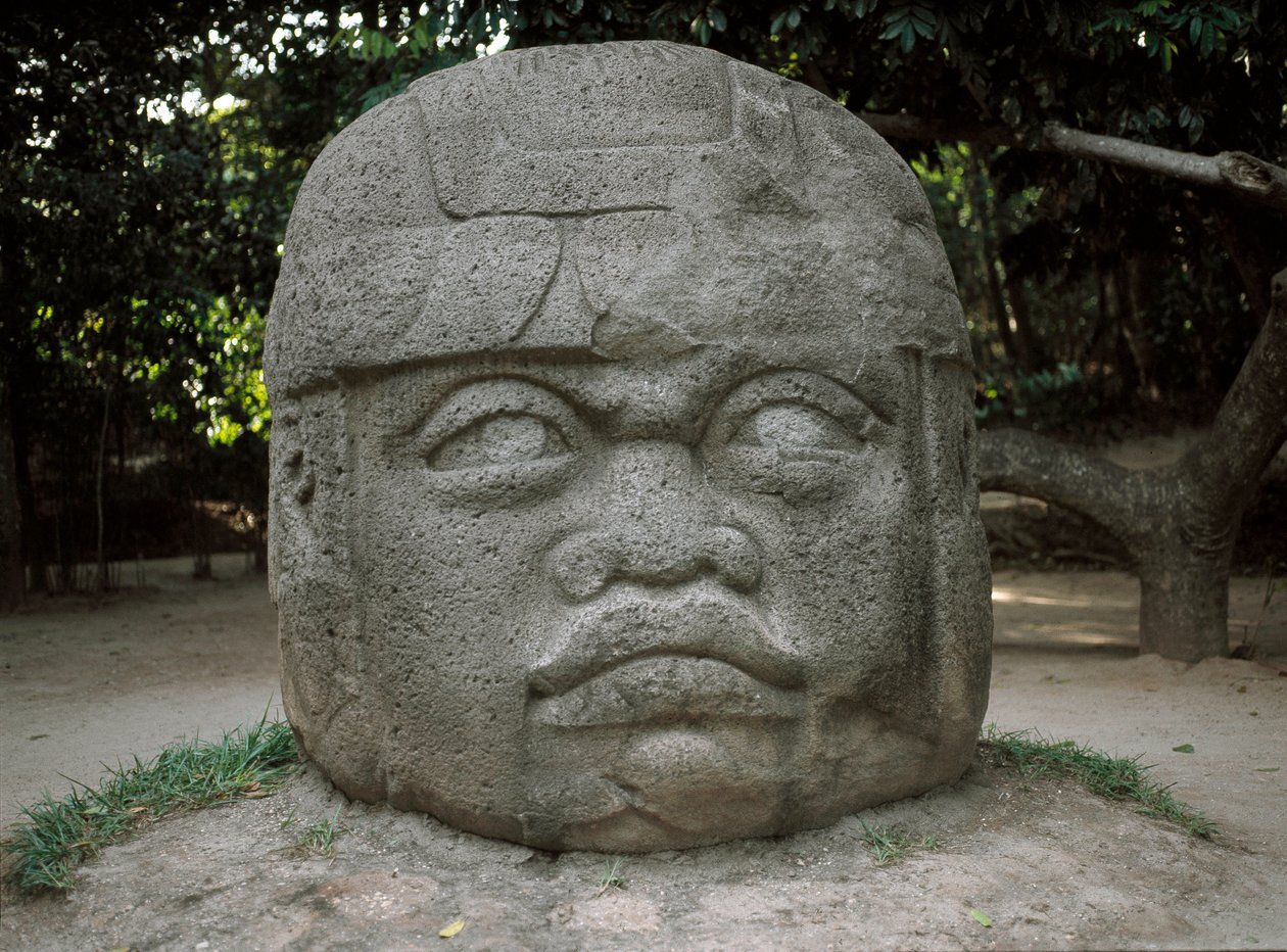 Kolosální hlava od Culture Olmec