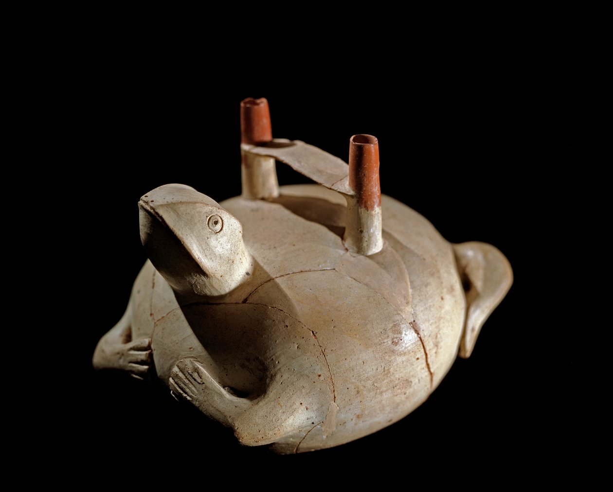 Předkolumbovské umění, civilizace Paracas (Peru): váza ve tvaru žáby. 800-200 před naším letopočtem. Lima, Národní muzeum antropologie a archeologie od Culture Paracas