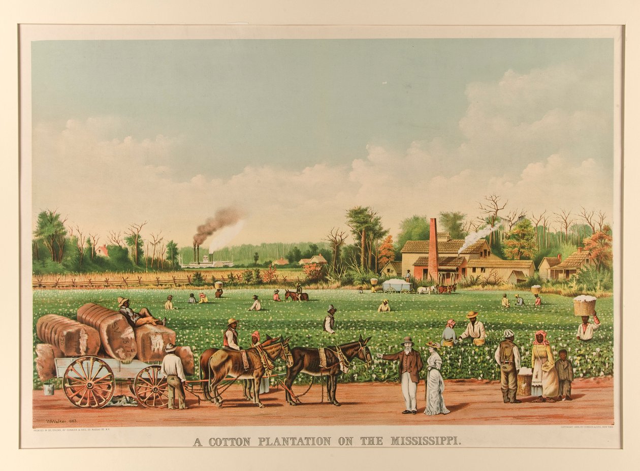 Bavlníková plantáž na Mississippi od Currier and Ives