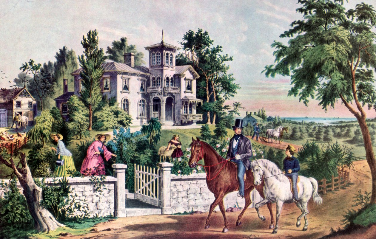 Americký venkovský život, květnové ráno, 1855. od Currier and Ives
