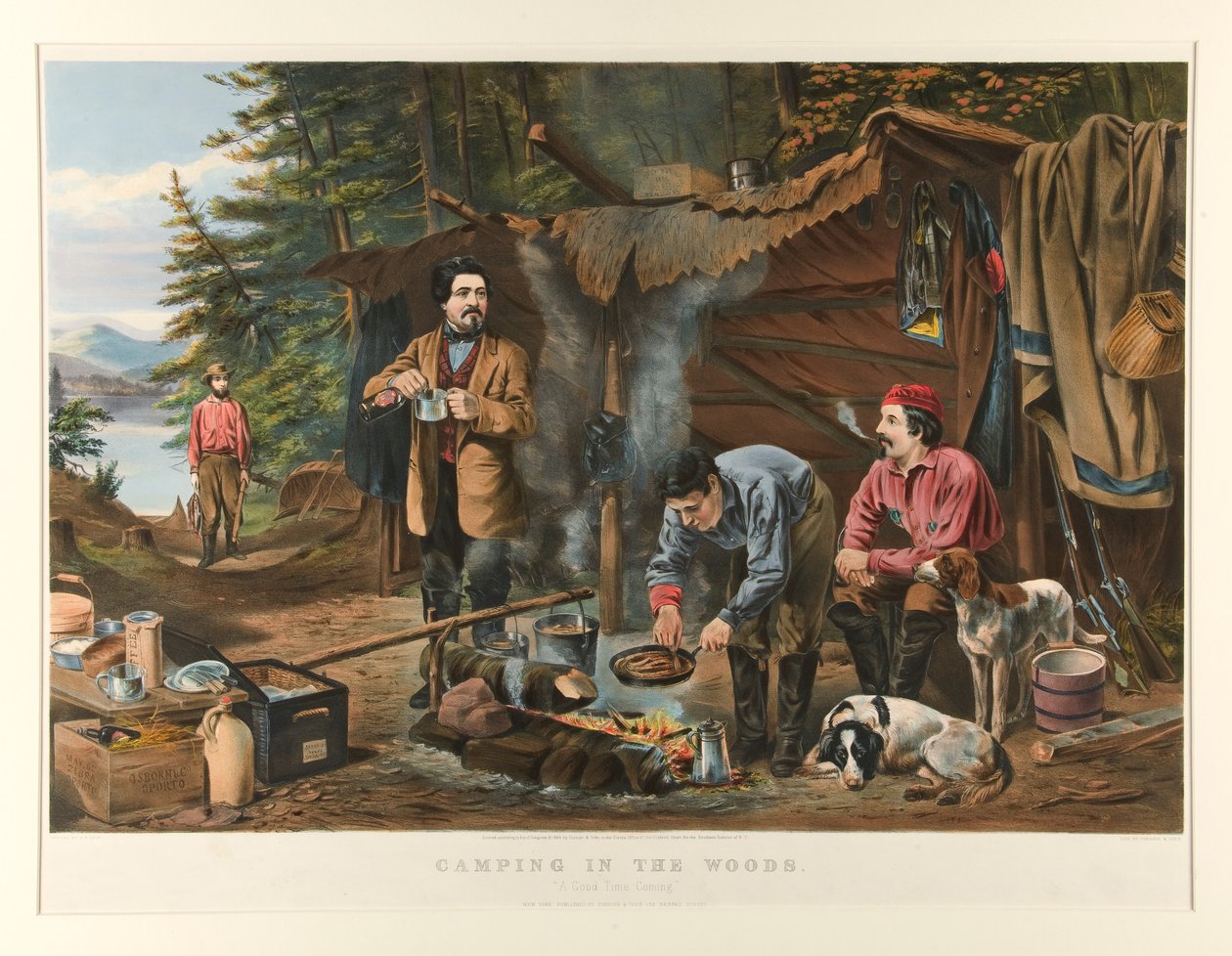 Kempování v lese. od Currier and Ives