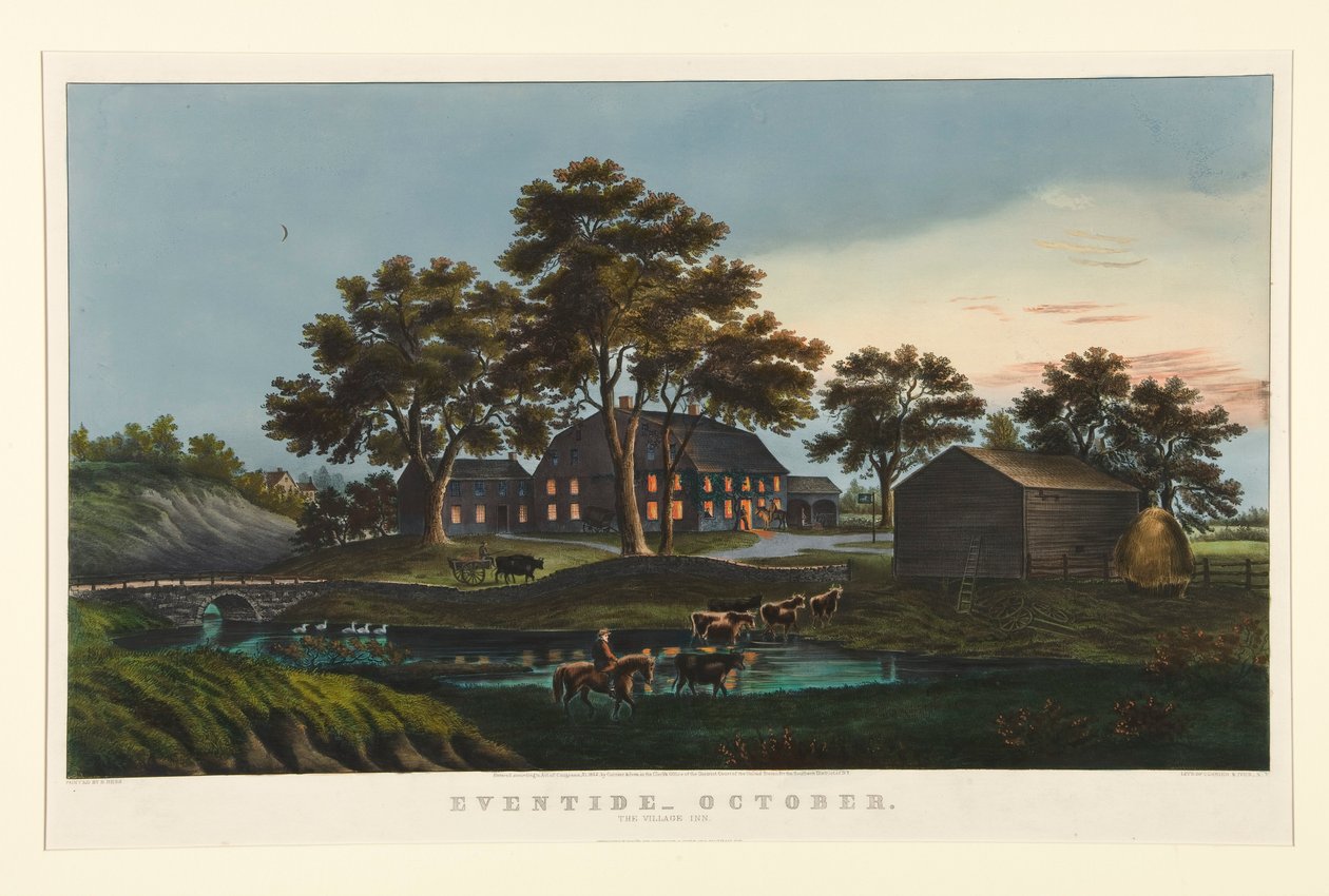 Eventide - říjen/ The Village Inn od Currier and Ives