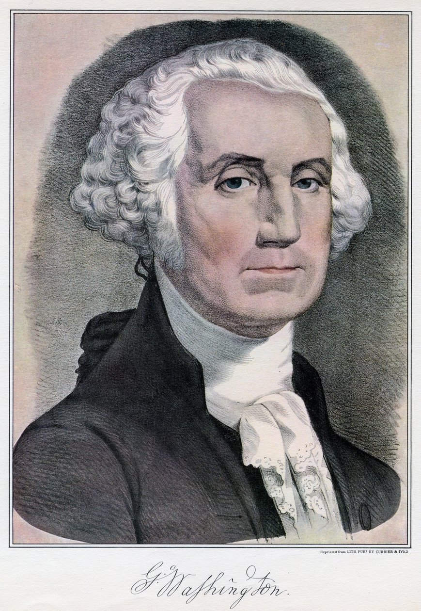 George Washington, první prezident Spojených států, 19. století. od Currier and Ives