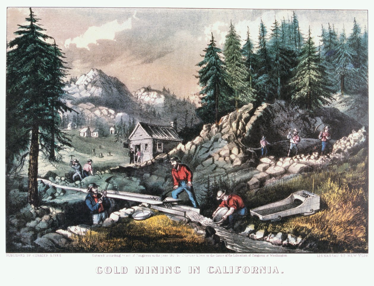 „Těžba zlata v Kalifornii“, 1849 1871 od Currier and Ives
