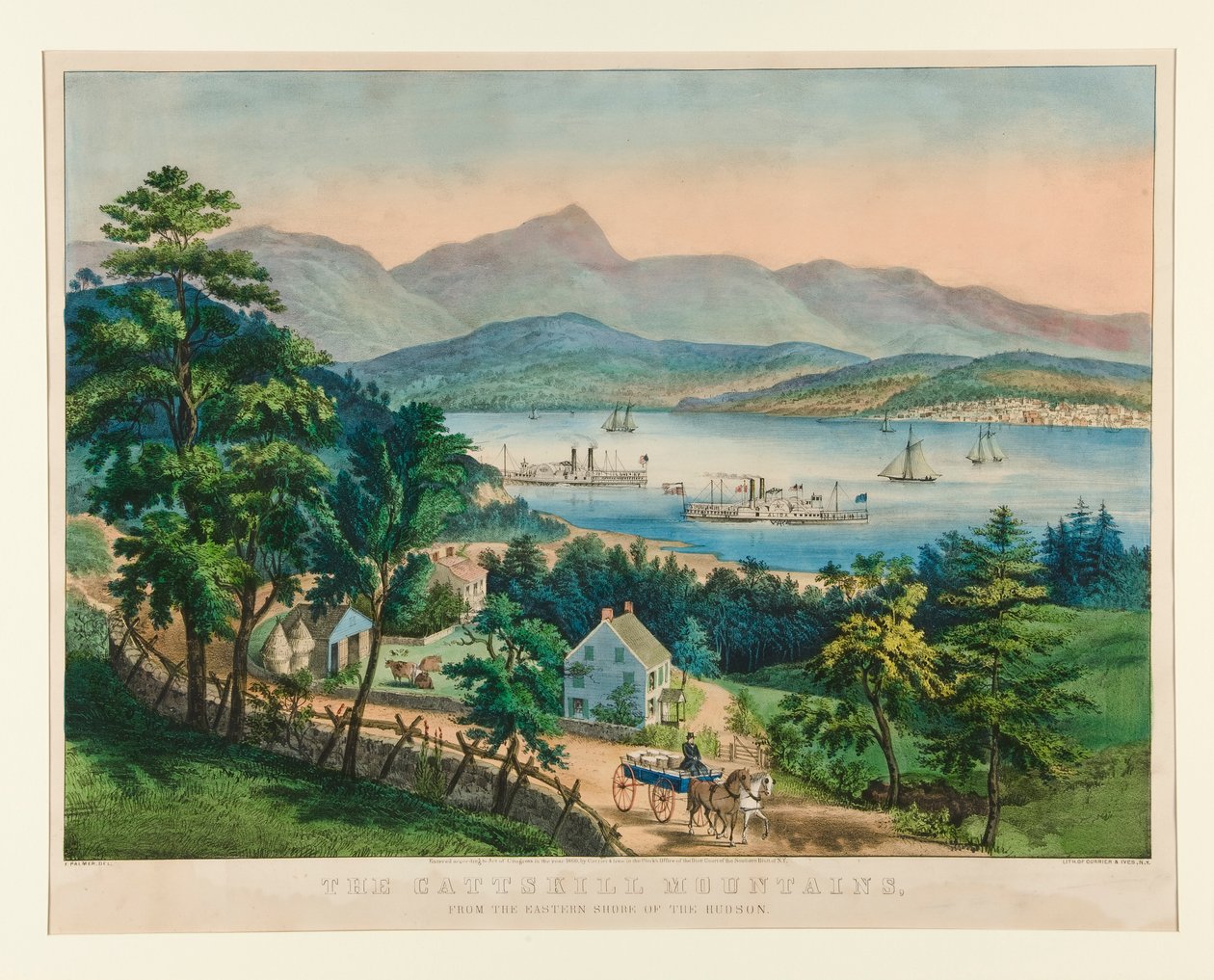 Catskill Mountains z východního břehu Hudsonu od Currier and Ives