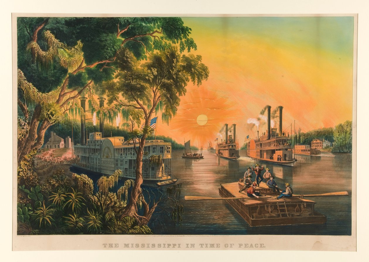 Mississippi v čase míru. od Currier and Ives