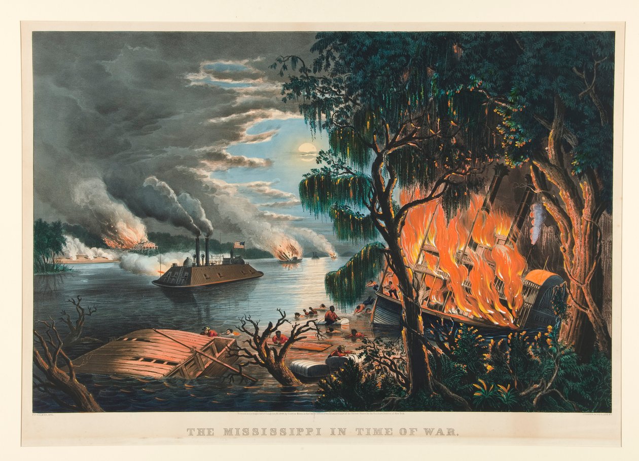Mississippi v době války od Currier and Ives