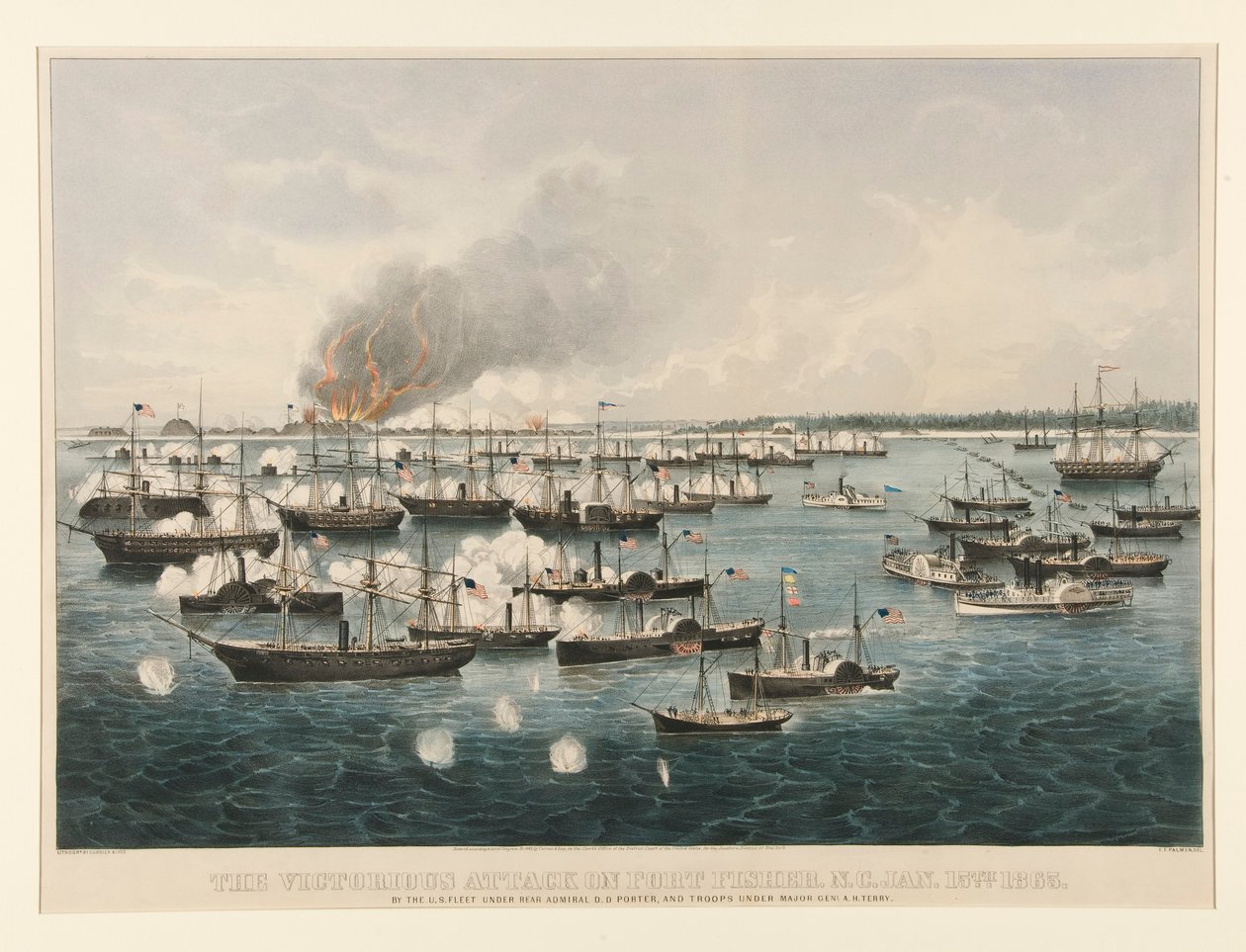 Vítězný útok na Fort Fisher, N.C od Currier and Ives