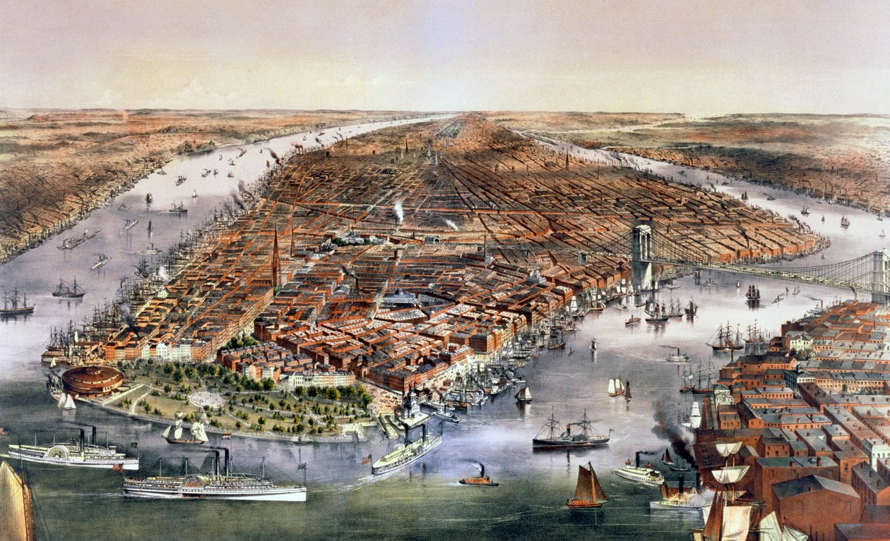 Město New York, USA, 1870 od Currier and Ives