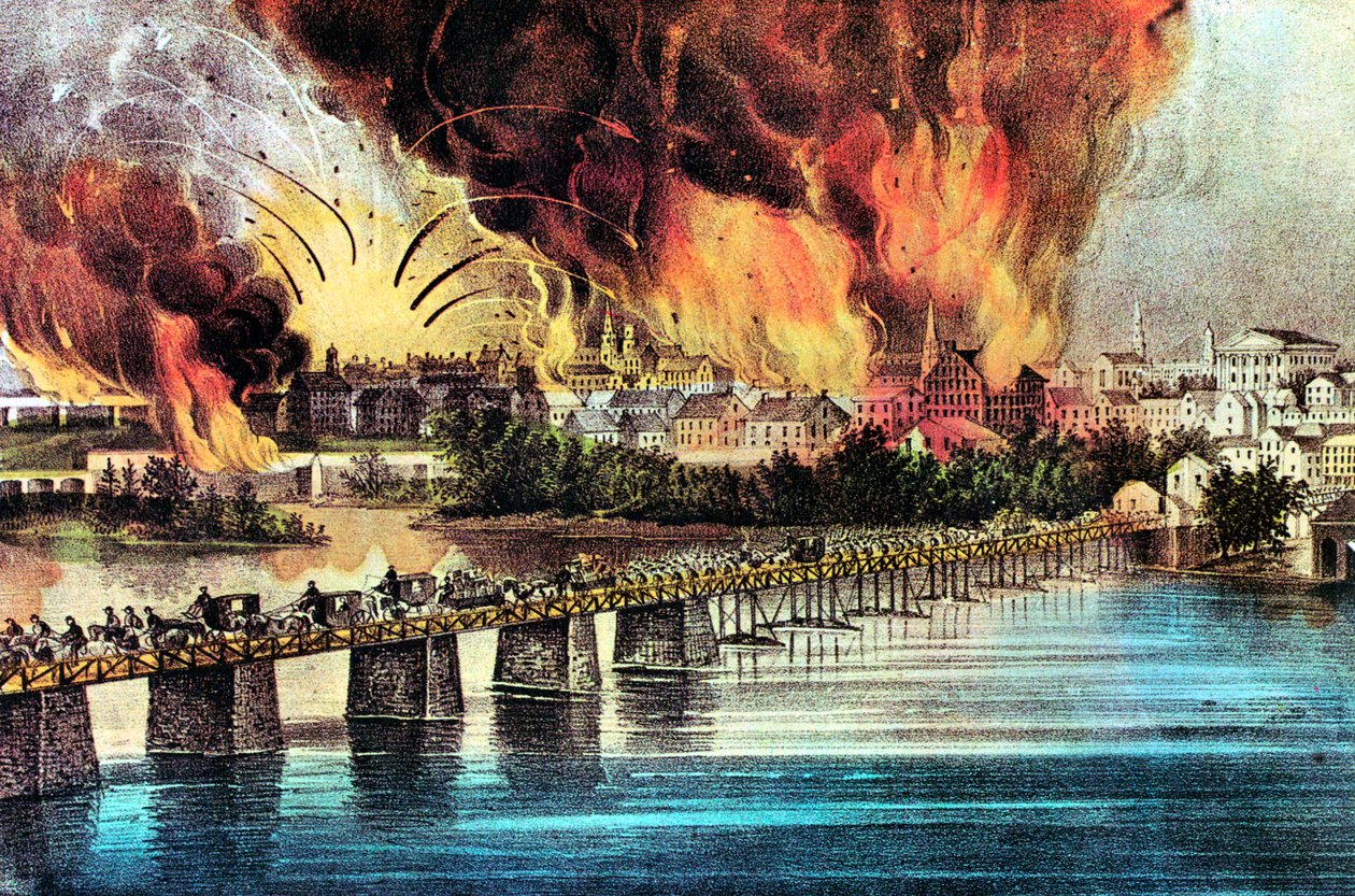 Pád Richmondu ve Virginii, americká občanská válka, 2. dubna 1865 od Currier and Ives