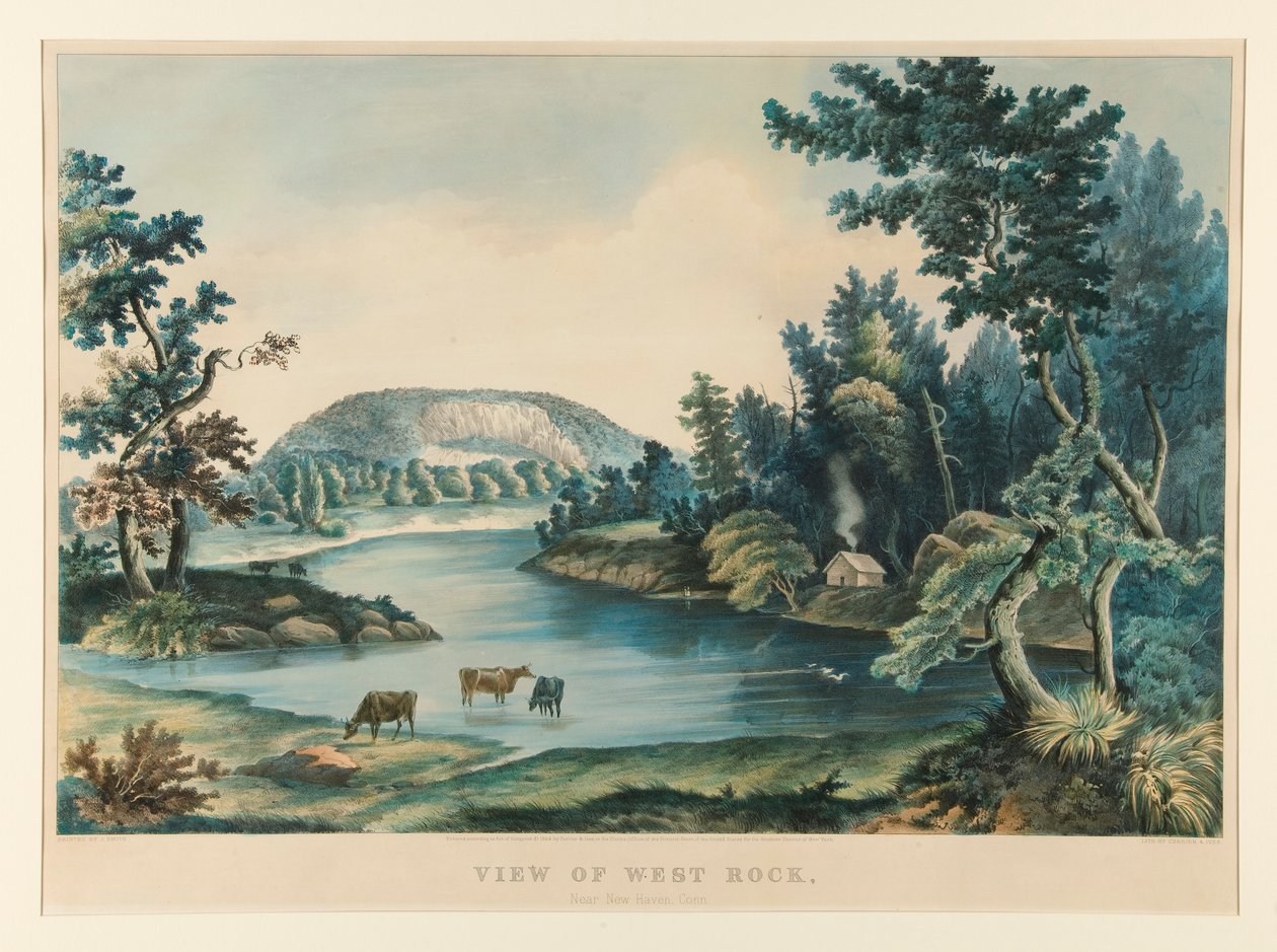 Pohled na West Rock od Currier and Ives