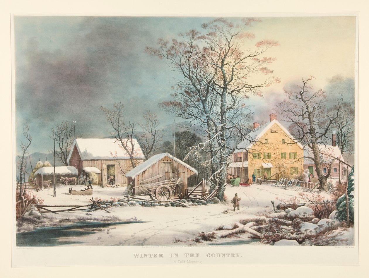 Zima na venkově./ Chladné ráno od Currier and Ives