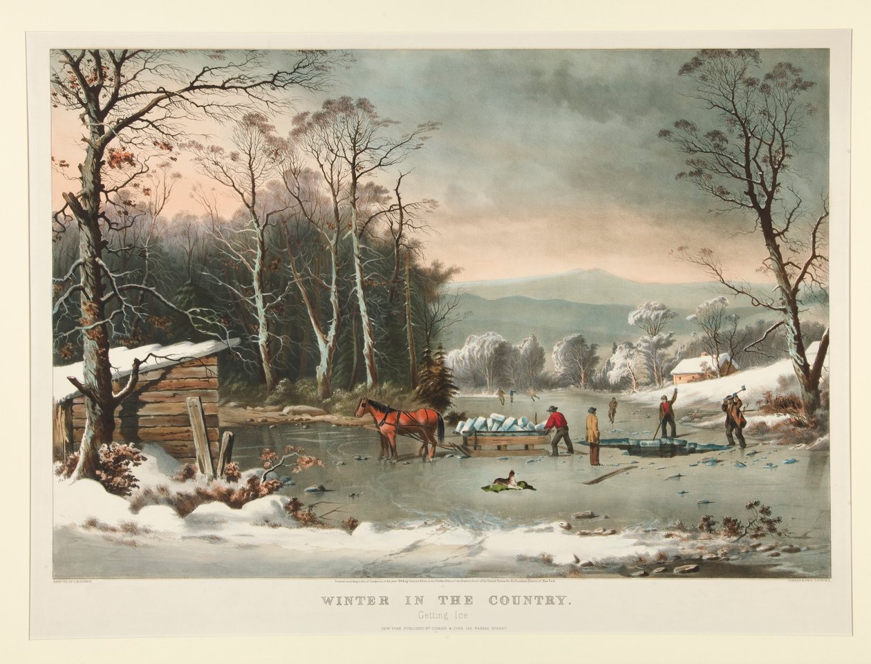 Zima na venkově. / Získání ledu od Currier and Ives