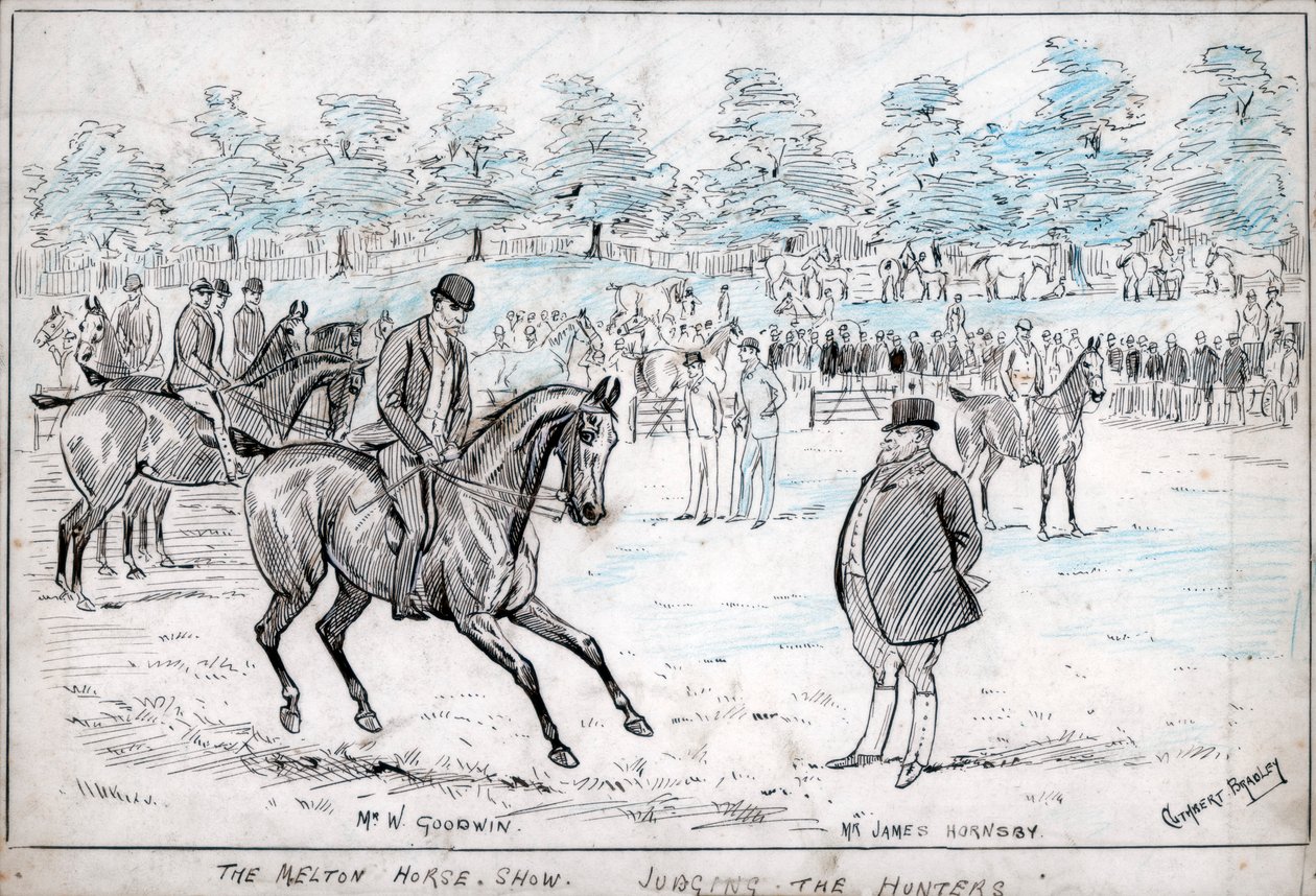 Meltonská koňská show, soudit lovce, c1880-1940. od Cuthbert Bradley