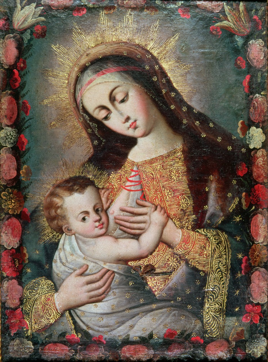 Panna s dítětem od Cuzco School