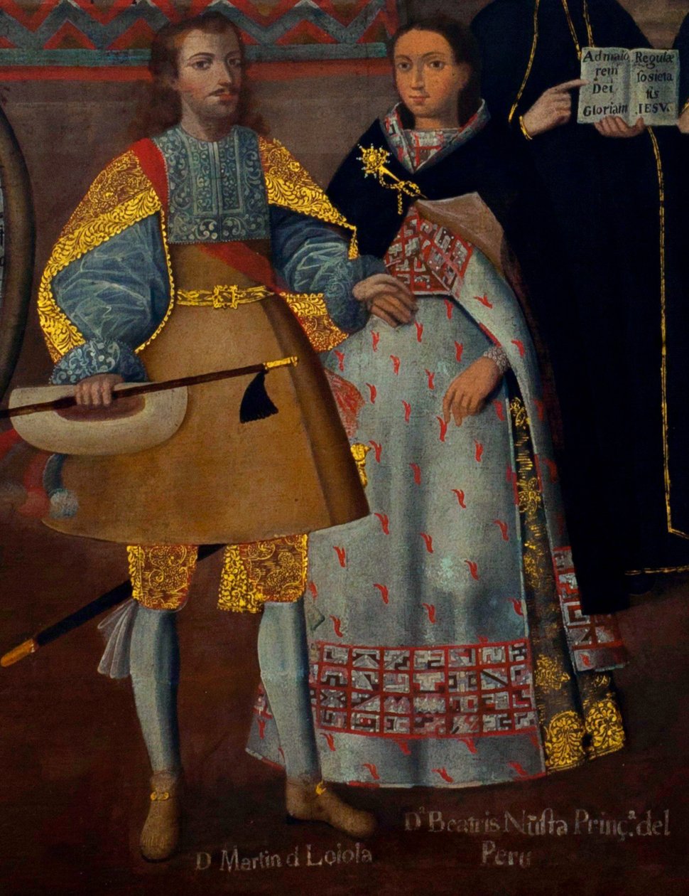 Sňatek Martína de Loyola s Doňou Beatriz Ñusta a Dona Juana Borji s Lorenzou Ñusta (Loyola a Coya). od Cuzco School