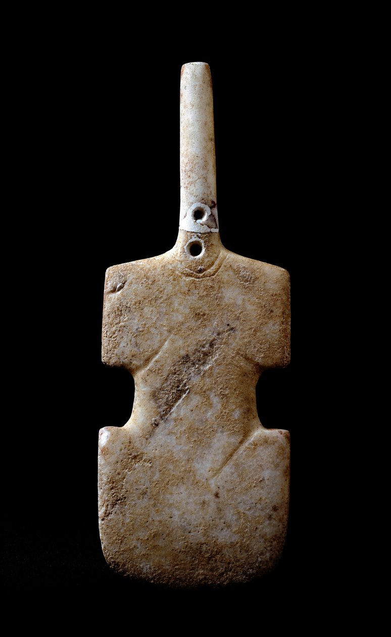 Umění Kyklad: "Mramorová soška v podobě houslí z Parosu. 3000 PŘ. N. L. Kykladská civilizace (-3200 a -2000) Athény, Národní archeologické muzeum. od Cycladic