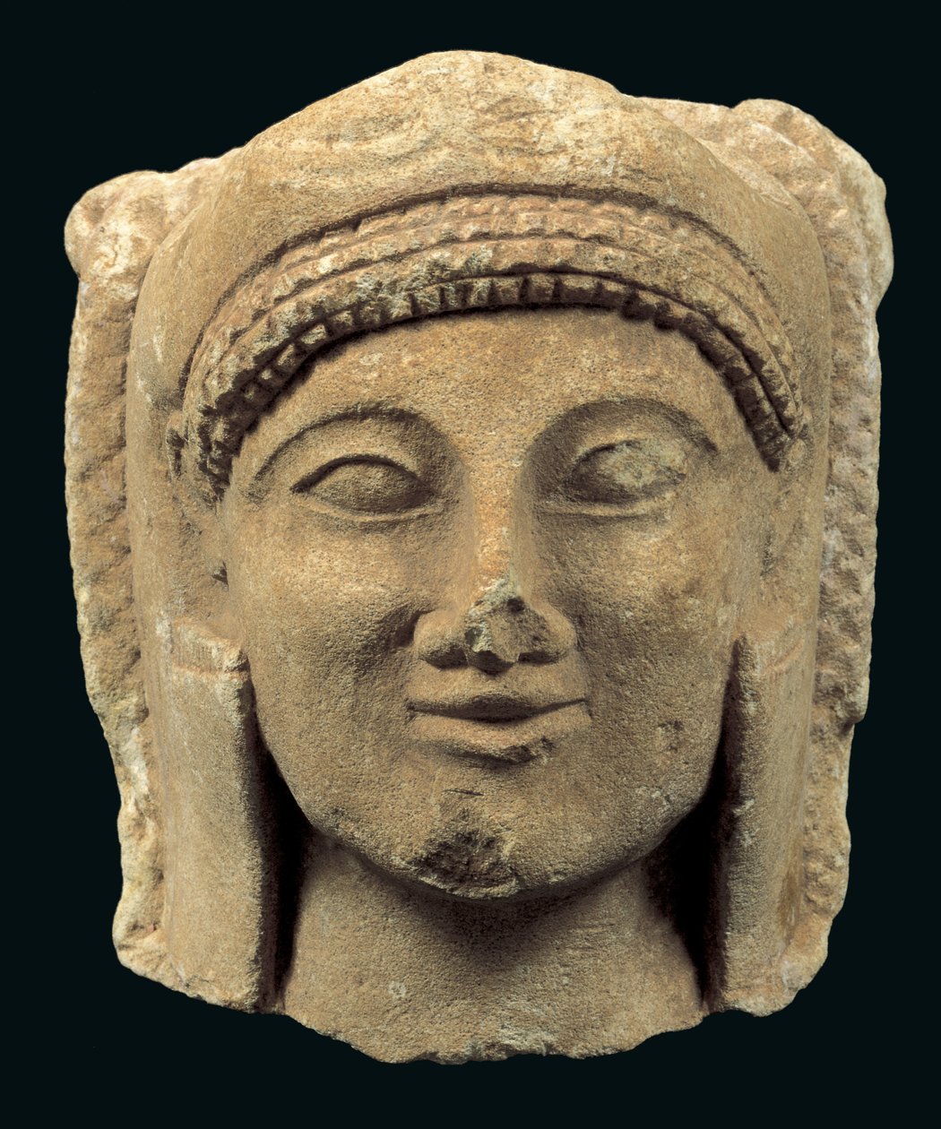 Hlava ze sochy Herakla, z Kypru, kypro-archaické období II (vápenec) od Cypriot