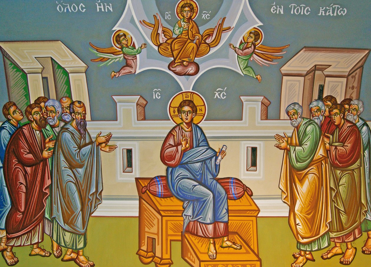 Sedící Kristus, nástěnná malba kláštera Kykkos, Kypr od Cypriot