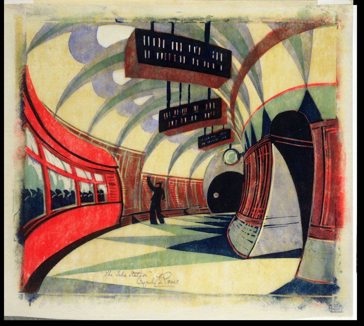 The Tube Train, c.1932 (linoryt) (viz také 246012) od Cyril Edward Power