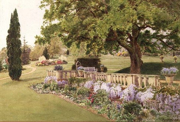Formální zahrady při pohledu z Herbaceous Border od Cyril Ward