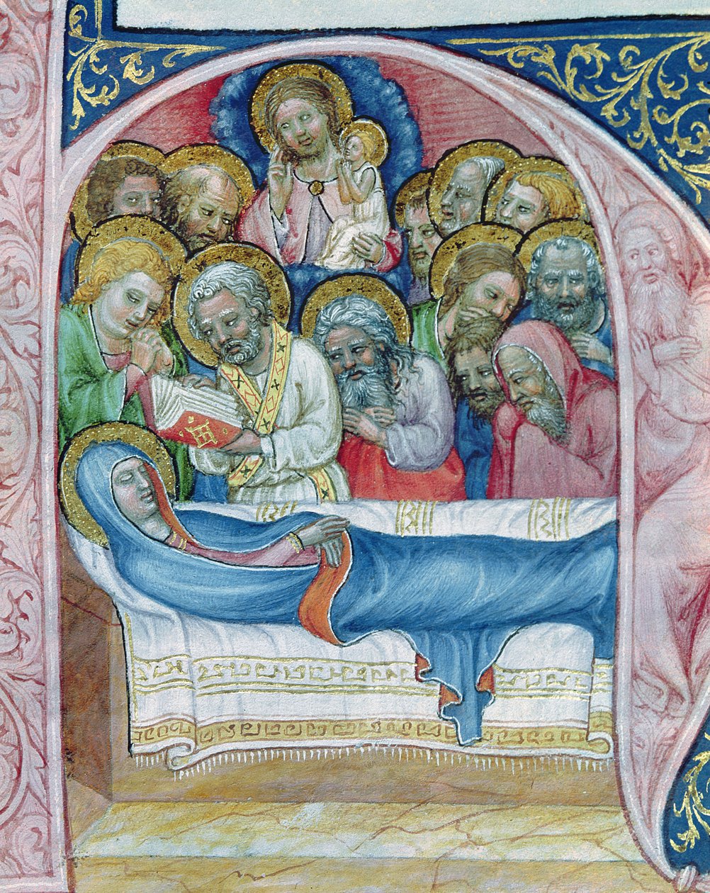 Paní XIII A 12 Pohřeb Panny Marie, z Liber Viaticus od Jean de Stredy, po roce 1360 od Czech School