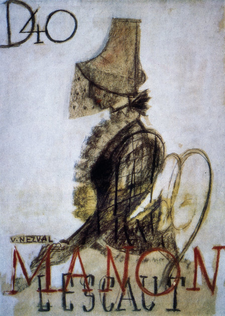 Plakát k premiéře opery Manon Lescaut od Czech School