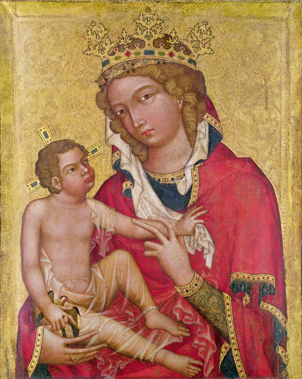 Panna a dítě, cca 1350 (marufláž a tempera na panelu) od Czech School