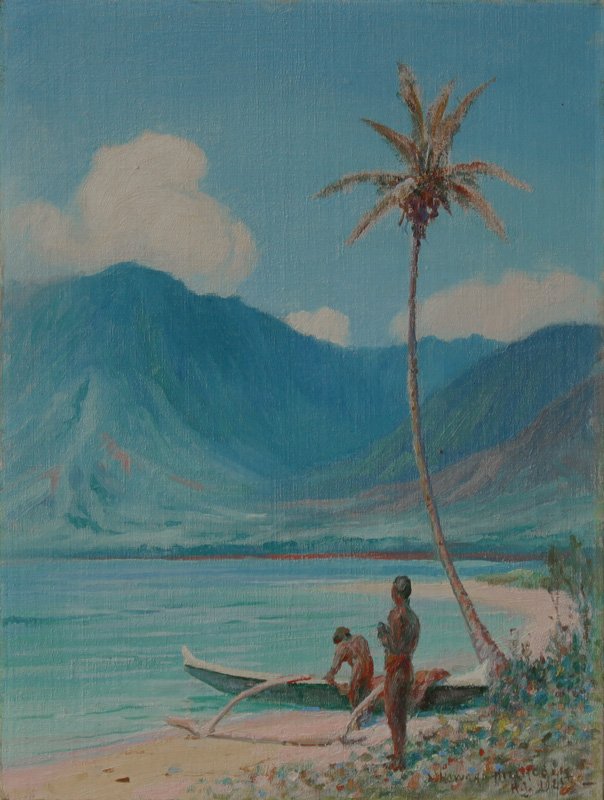 Na pláži, Leeward Oahu od D. Howard Hitchcock
