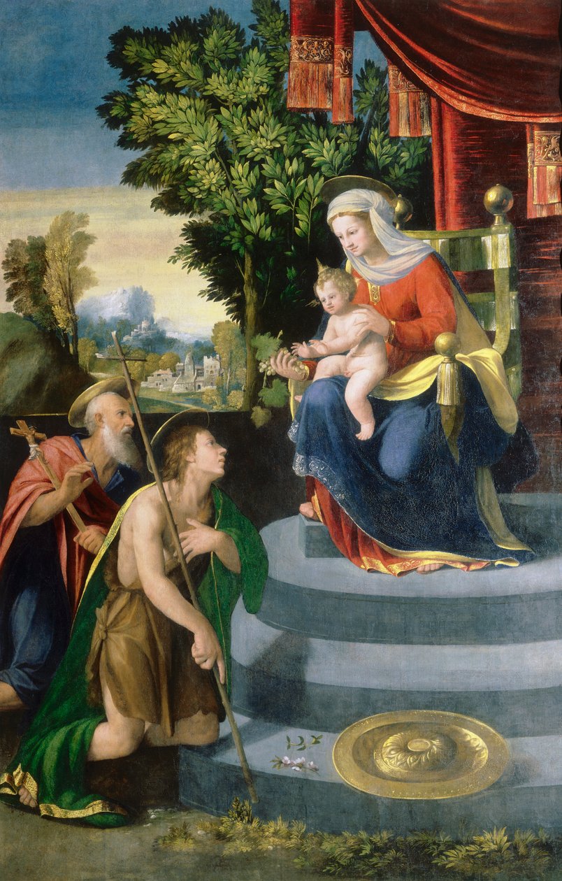 Madona trůnící a svatí od D. and Garofalo Dossi