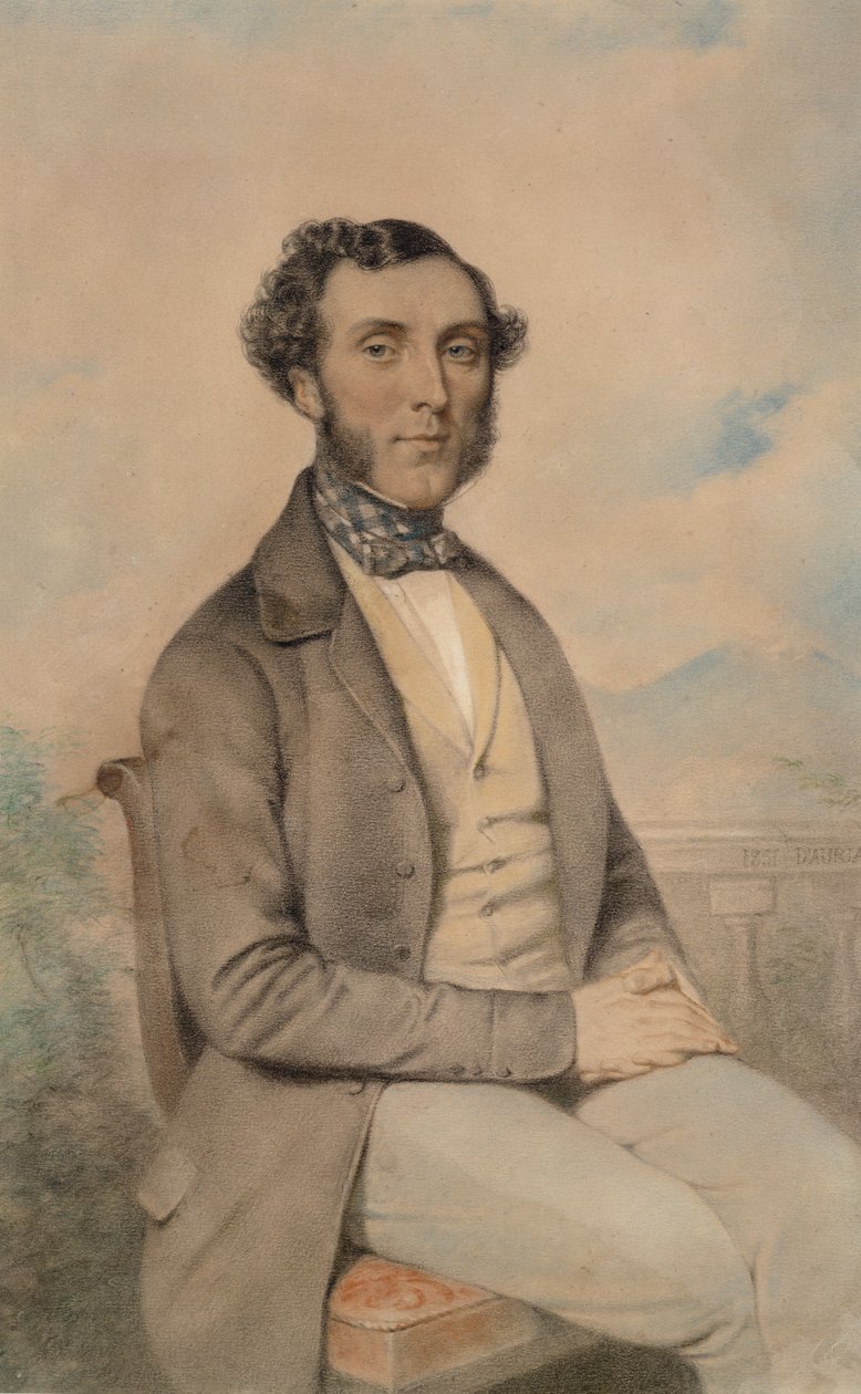 Portrét sedícího gentlemana, 1851 (pastel na papíře) od DAuria