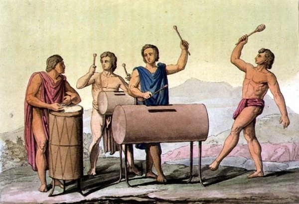 Hudební nástroje (barevné rytí) od D.K. (after) Bonatti