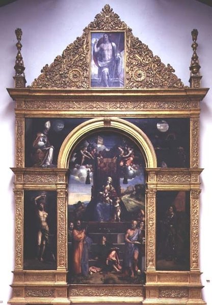 Panna a dítě na trůnu se svatými (olej) od D. and Garofalo Dossi