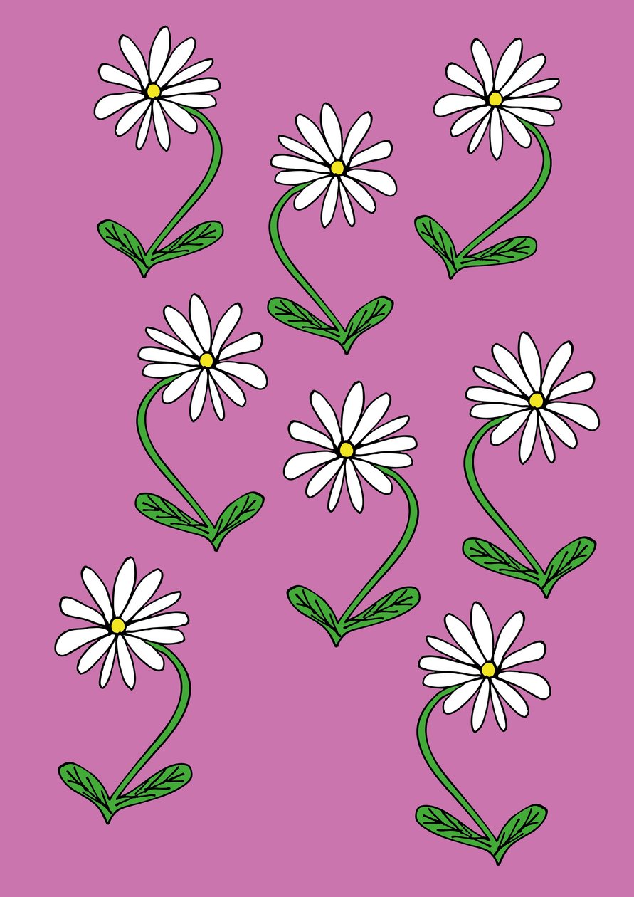 Sedmikrásky opakují růžové pozadí (digitální) od Daisy de Villeneuve