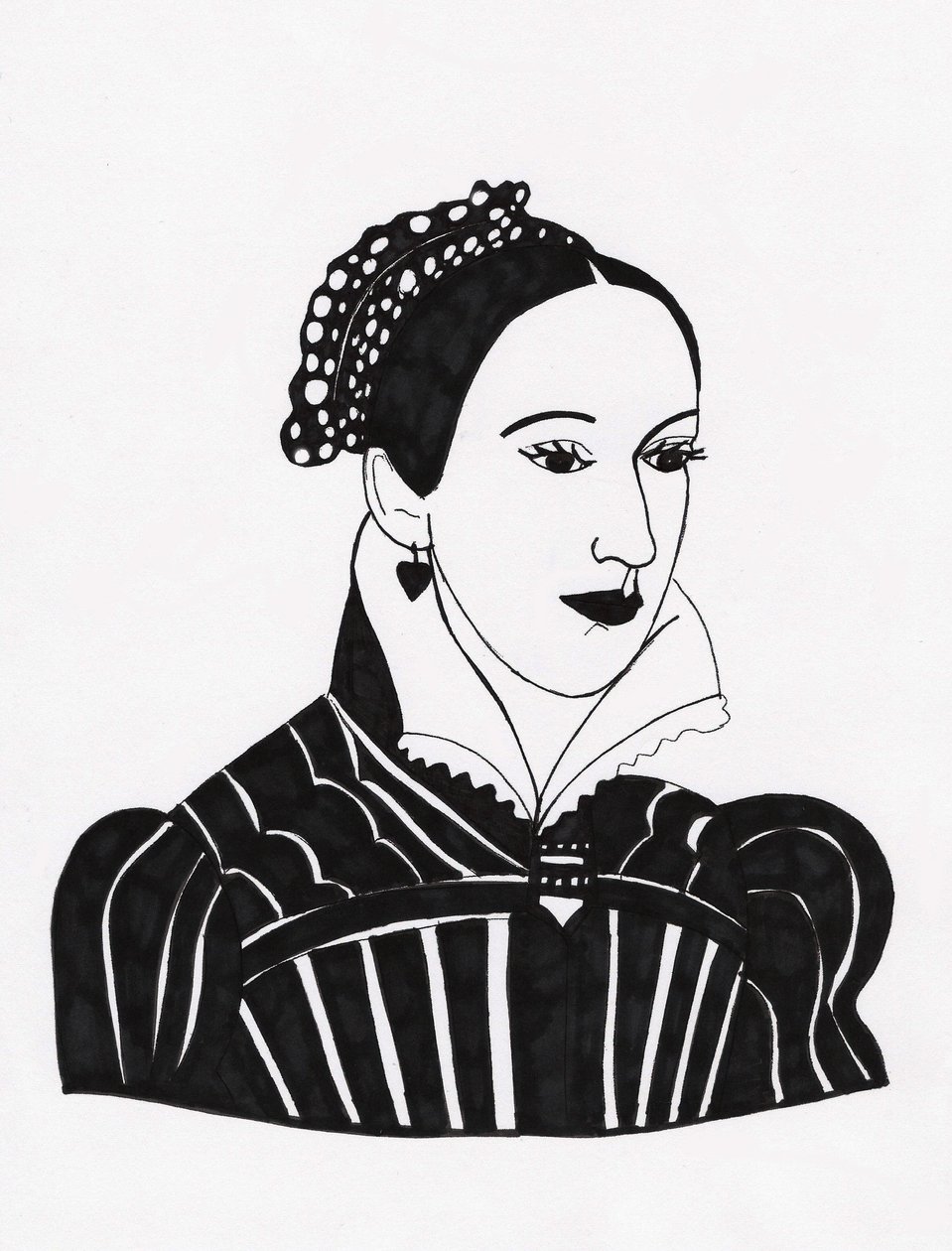 Mary Queen of Scots, 2017 (fix na papíře) od Daisy de Villeneuve