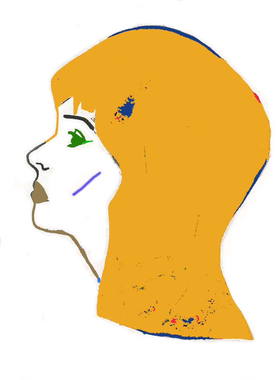 Žlutá hlava,2017 (fix na papíře) od Daisy de Villeneuve