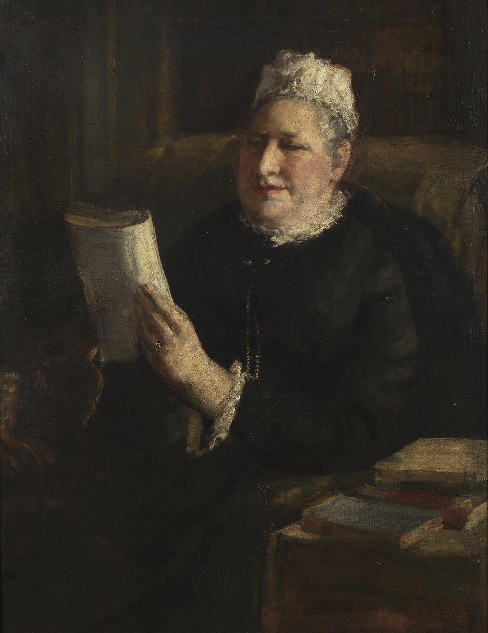 Portrét Hon. Paní Adamsová, kolem roku 1900 (olej na plátně) od Dame Ethel Walker