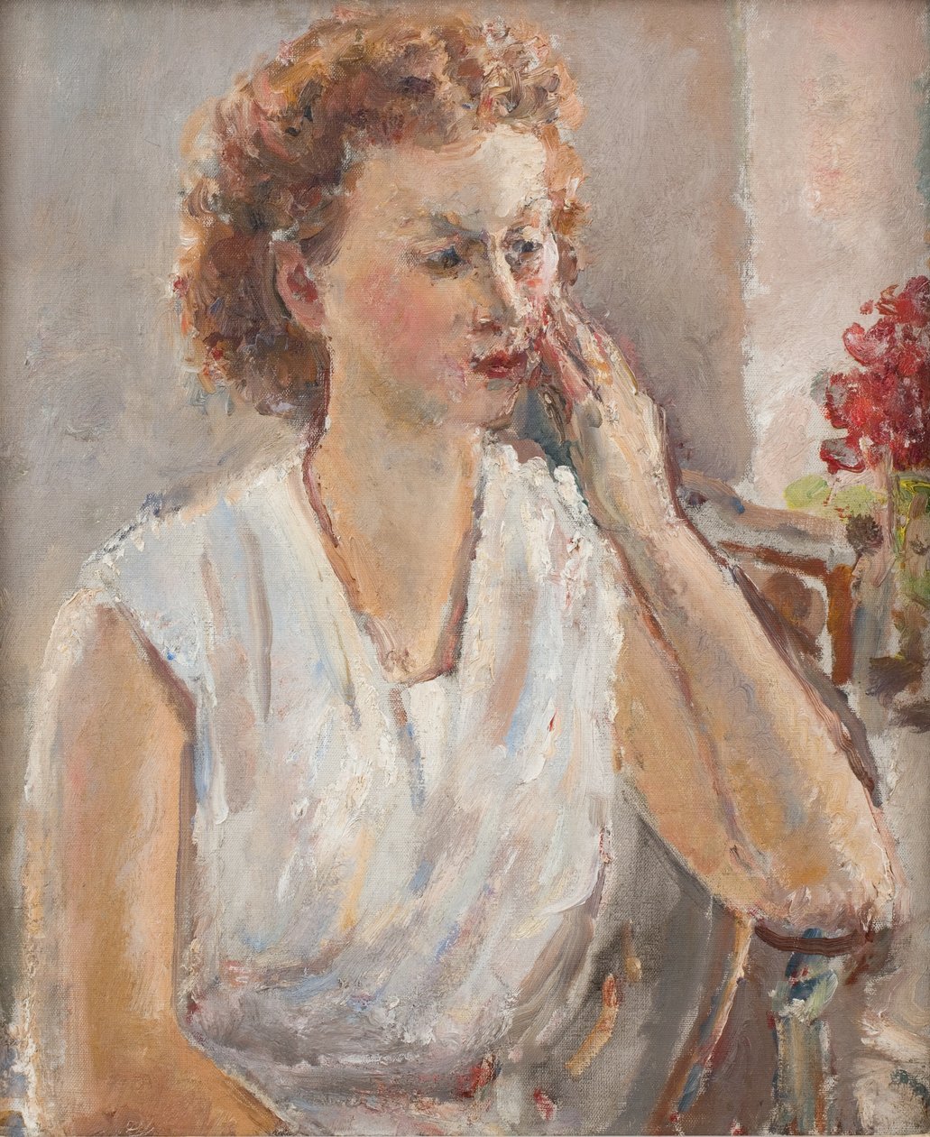 Dívka se zrzavými vlasy ze zátoky Robina Hooda, asi 1944-45 (olej na plátně) od Dame Ethel Walker