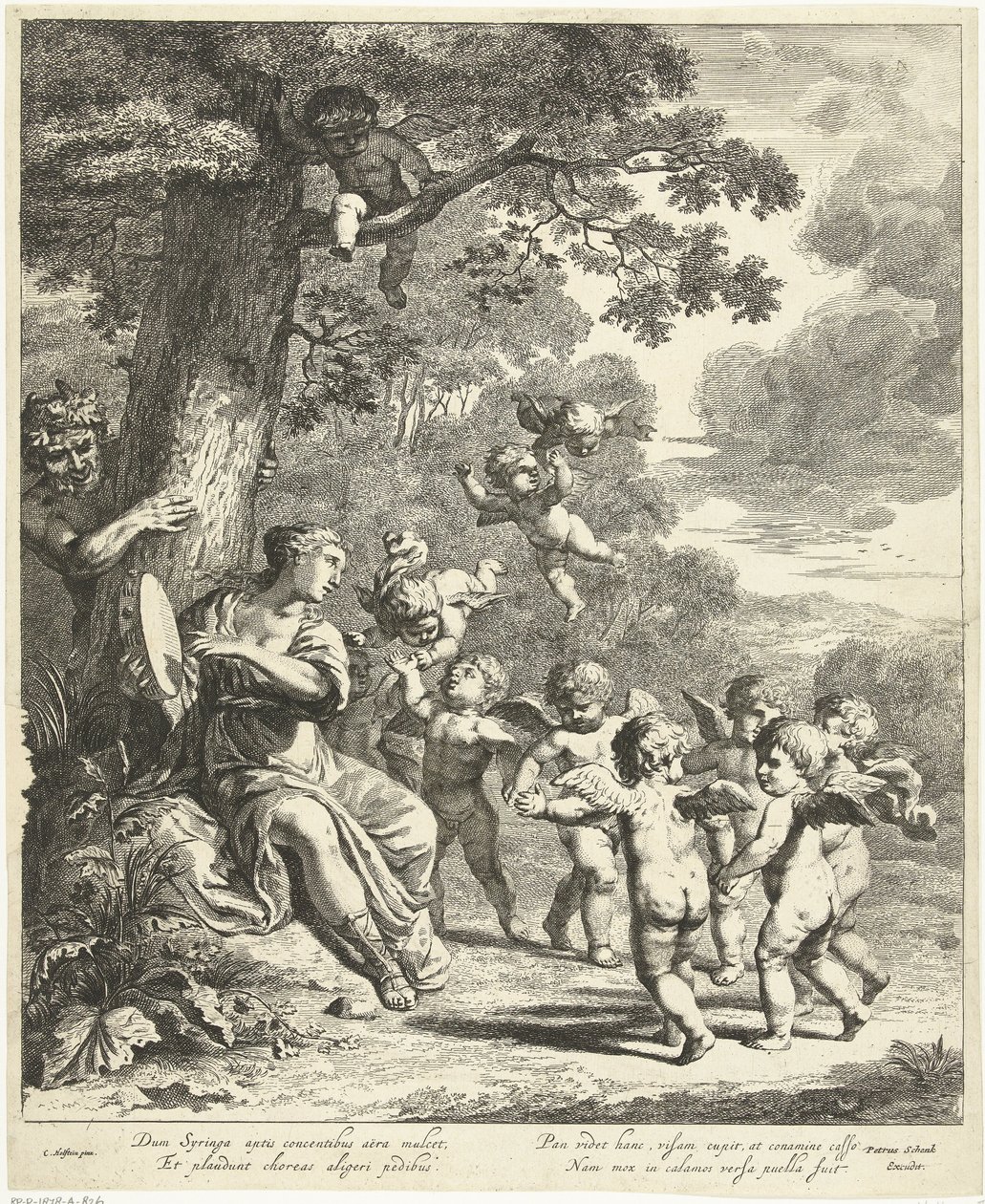 Pan a Syrinx s tančícími putti od Dancker Danckerts