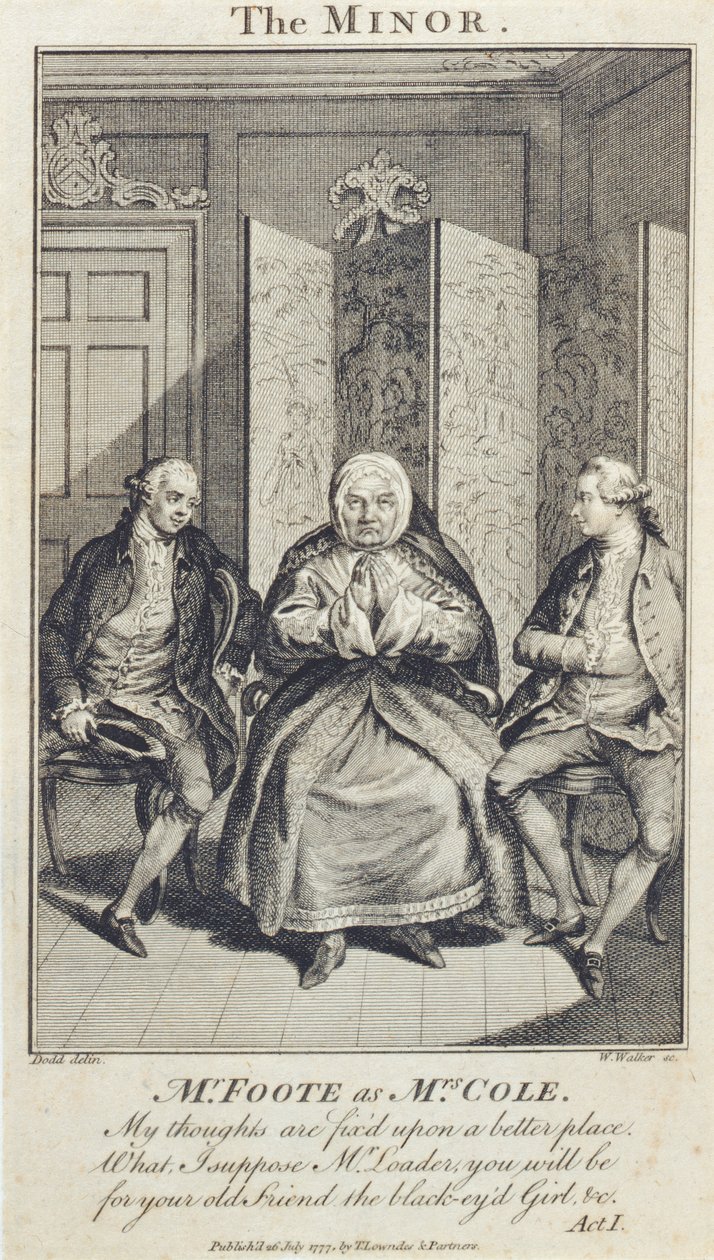 Pan Foote jako paní Coleová ve filmu "The Minor", rytina W. Walkera, 1777 od Daniel Dodd