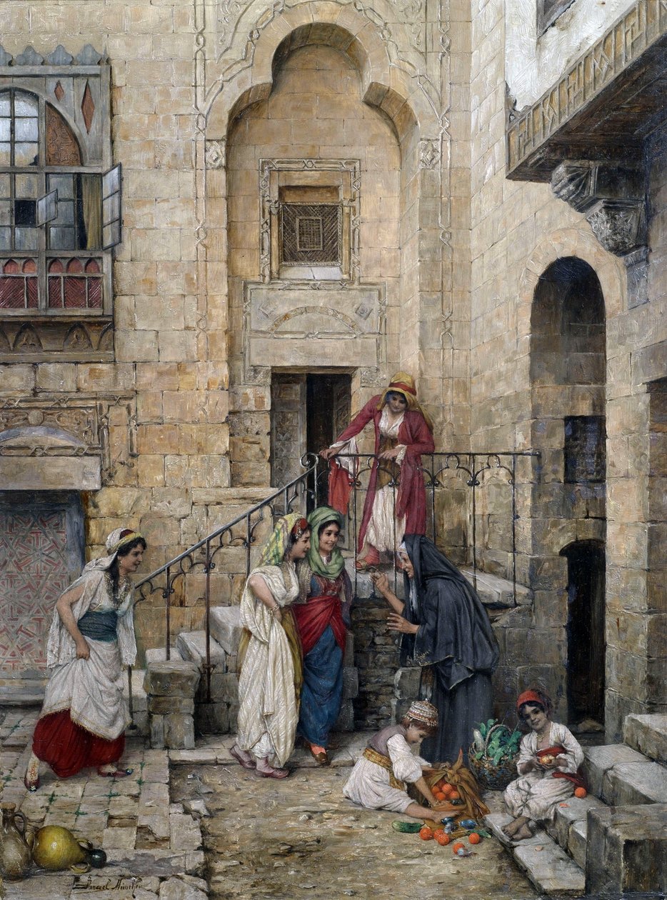 Harémové dámy na nádvoří paláce. od Daniel Israel