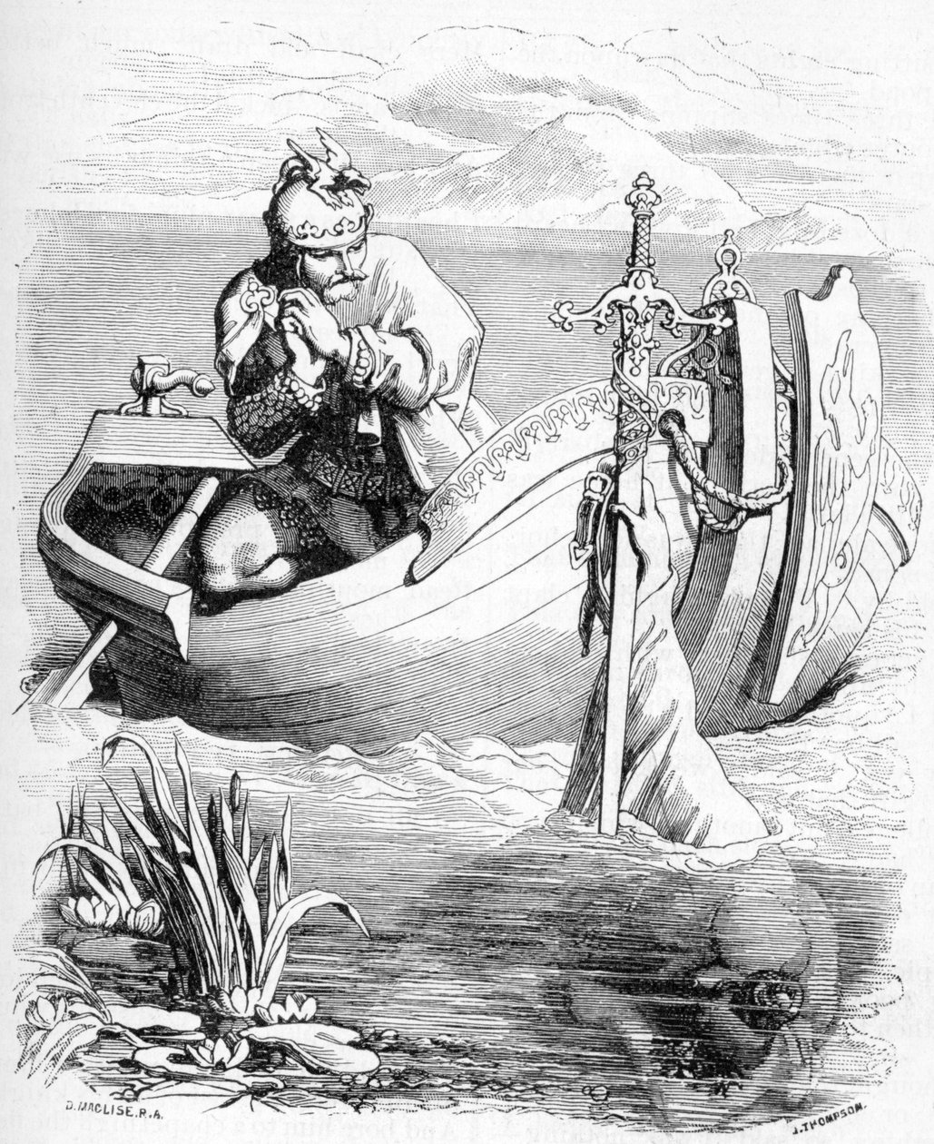 Sir Bedivere vidí v jezeře paži, jak chytá meč krále Artuše, 1901 od Daniel Maclise